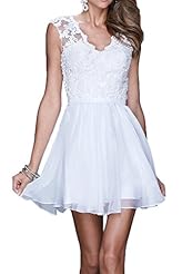 V-neck Cocktail Short Chiffon Lace Prom Dress/Party Dress 