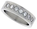 Surgical Steel 1/4 (6mm) Flat Band with 7 CZ Stones