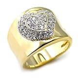 14k Gold Plated Heart Design Pave CZ Ring