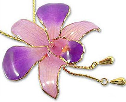 Natural orchid gold-plated necklace 32 L