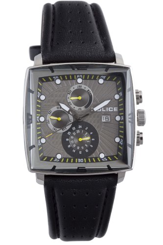 Police Men's PL-12921JS/61 Patrol Mf Grey Dial Black Leather Dual-Time Watch