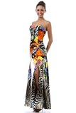 Strapless Printed Dress Long Gown Prom Holiday #2699
