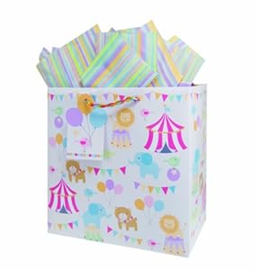 The Gift Wrap Company Large Square Gift Bags, Circus Pals, 12 Count