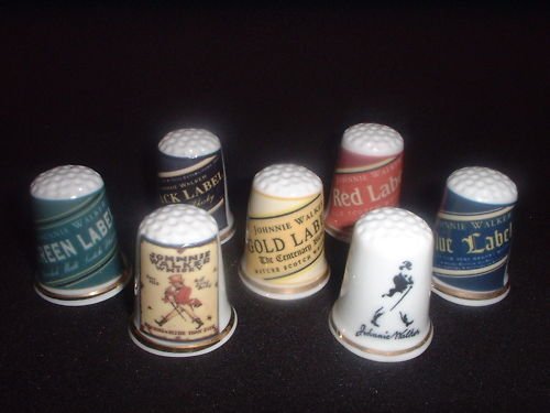 Johnnie Walker Scotch Whisky China Thimble Set x7