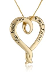 Sterling Silver "You Hold My Heart Forever" Open Heart Pendant Necklace, 18"
