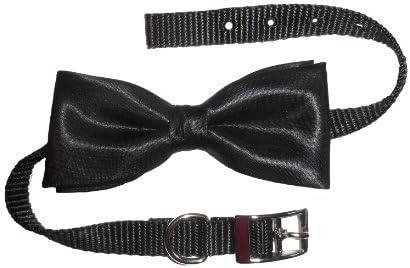 Dog Collar with Bow Tie, Black (20" x 3/4")