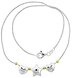 Sterling Silver Bracelet with 2 Hearts Star Slide 7