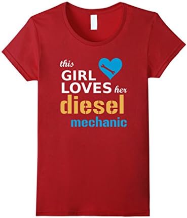 Women's This Girl Loves Her Diesel Mechanic T Shirt | Gift Tee XL Cranberry