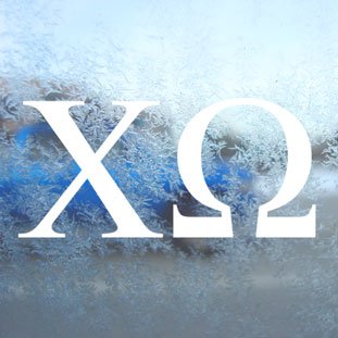 CHI OMEGA Sorority White Decal Chi-O Laptop Window White Sticker