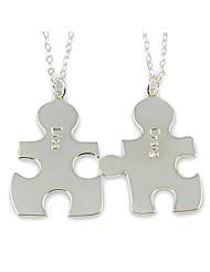 Sterling Silver Necklace Forever Best Friends BFF Puzzle Necklace - Any Two Names with Two Chains