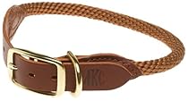 AKC Leather & Rope Dog Collar, 21-24-Inch, Green