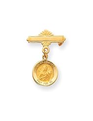 14k Saint Theresa Medal Pin