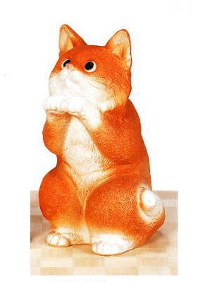 信楽焼　幸福　ねこ　（茶）　10号