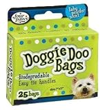 Four Paws Doggie Doo Biodegradable Pet Waste Bags (Baby Powder Scent, 25 Pack, 11 Inch L x 7 Inch W)