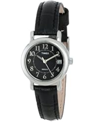 Timex Womens T2N335 "Elevated Classics" Black Leather Strap Watch