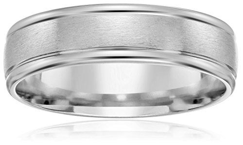 Men's 10k Gold Comfort-Fit Round Edge Plain Wedding Band with Satin Center (6 mm)
