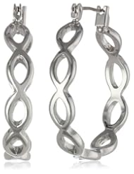Kenneth Cole New York "Marquis Stone" Silver Oval Link Hoop Earrings