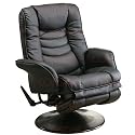 Coaster Fine Furniture Casual Leatherette Swivel Recliner in Black Leatherette