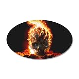 38.5x24.5O Wall Vinyl Sticker Flaming Skull