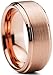 Tungsten Wedding Band Ring 8mm for Men Women Comfort Fit 18K Rose Gold Plated Beveled Edge Brushed Polished Lifetime Guarantee