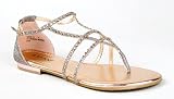 Bamboo BLOOM-74 Rhinestone Crystal Gem Strappy T-Strap Flat Gladiator Sandal