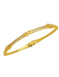 Trendy, Jewelry Cz Diamond Bangle Swiss Machine Cut, Straight Embedded Stars 6 Pcs Diamond 1.8 Mm, Embed Diamond 20 Pcs Diamond 1.7 Mm, Gold Coating 5 Microns Thick