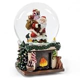 The San Francisco Music Box Company Santa Fireplace Base Snow Globe