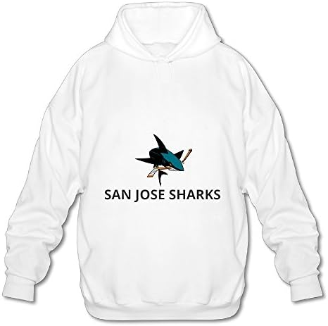 Nhl San Jose Sharks Team Logo Design Mens Hooded Sweatshirt White