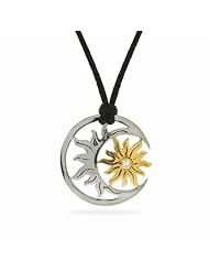 Sterling Silver Golden Sun and Moon Necklace