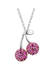 925 Sterling Silver Red Cubic Zirconia Cherry Charm Pendant/Necklace 18 Inches 925 Silver Chain