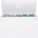 GE FCM20SUWW 19.7 cu. ft. Chest Freezer with Manual Defrost, 5 Lift-Out and Sliding Bulk Storage Baskets, Second Level Rail, Interior Light, Lock and Power 