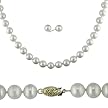 14K Gold 6.5-7mm/5.5-6mm Freshwater Pearl Necklace and Earrings Set - White