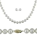 14K Gold 6.5-7mm/5.5-6mm Freshwater Pearl Necklace and Earrings Set - White