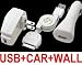 USB + Car + Wall Charger set for iPod, Nano, Touch, iPhone, Video, Classic!