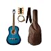 Musical Instruments : 38" Blue Guitar W/ Black Tear Drop Pick Guard, Carrying bag and Accessories