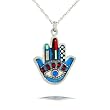 Petite Blue Hamsa Necklace #0624