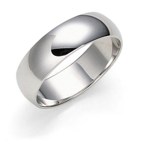 14 White Gold 6mm Plain Half Round Band