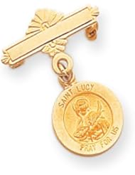 14k Gold Saint Lucy Medal Pin