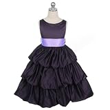 Flowergirl Dress - Purple Satin Bubble w/ Detachable Lilac Sash (Girls Size Toddler - 15/16)