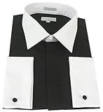 Modena Mens Black White French Cuff Dress Shirt - Size 15.5 32/33