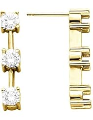 14K Yellow Gold Three-Stone Diamond Earrings - 1.50 Ct. -- LIFETIME WARRANTY