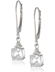 10k White Gold White Topaz Leverback Earrings