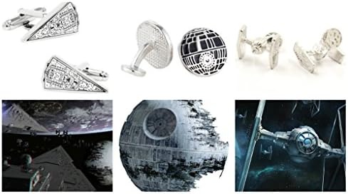 Star Wars Deathstar, Tie Tighter and Star Destroyer (3-Set Asst) Cufflinks By Athena