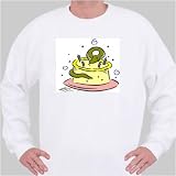 Sweatshirt with birthday, snake, candle, cake, pet Large White