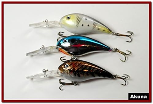 Sigi Pack of 3 crankbaits fishing lures for bass, walleye, trout - clearance items (Bush Whacker)