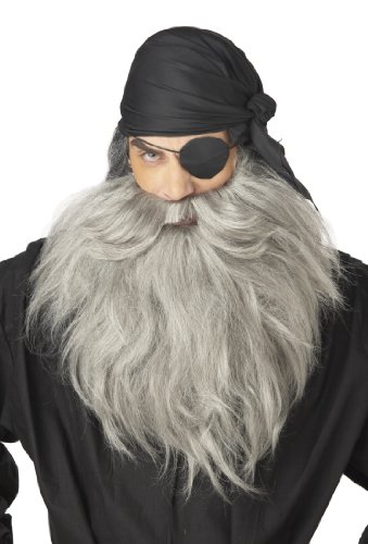 Pirate Beard and Moustache - Grey Adult (One-Size)