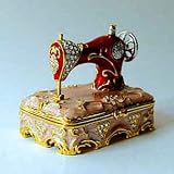 Pewter Swarovski Crystal Enamel Red Sewing Machine Keepsake Box (2 x 2 1/2)... 418QKdpi4WL. SL160 Pewter Swarovski Crystal Enamel Red Sewing Machine Keepsake Box (2 x 2 1/2)...