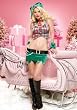 Christmas 6PC Mistletoe Elf Sexy Holiday Party Costume (Green/Red-Medium)