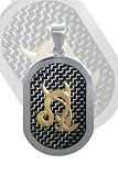 Carbon Fiber and Stainless Steel Pendant with Gold Pagan Design