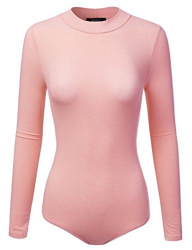 Doublju Womens Basic Trendy Ribbed Knit Bodysuit
